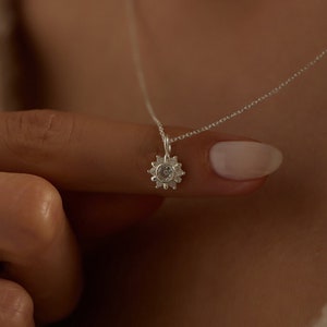 Necklace sun silver | 925 sterling silver, cubic zirconia stones | chain minimalist | gift ladies, women, girls | MINIMAL SUN CHAIN