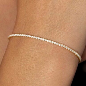 Classic Bracelet Gold Zirconia Stones | Bracelet Minimalist 925 Sterling Silver Gold Plated | Bracelet Gift Ladies | SPARKLE BRACELET