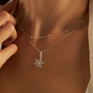 Necklace Snowflake rosegold | 925 Sterling Silver, rose gold plated | Chain Snowflake with pendant | Gift Ladies Women | SNOW CRYSTAL