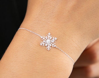 925 Sterling Silver Bracelets Winter Snowflake