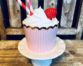 Raspberry Themed Faux Cupcake for Tiered Tray Displays