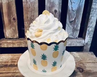 Pineapple Themed Faux Cupcake for Tiered Tray Displays