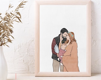 Custom Miscarriage/Stillborn/Loss Family Memorial Portrait- Digital Illustration/Remembrance Drawing/Water Color Style