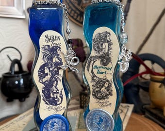 Mermaid and Siren Tears Potion Bottle: Handmade Color Changing Witchy Apothecary Fantasy Decor