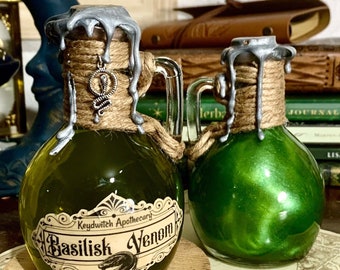 Basilisk Venom Potion Bottle: Handmade Color Changing Witchy Apothecary Fantasy Decor