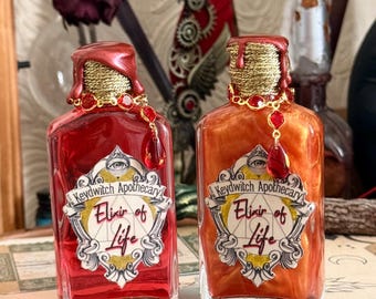 Elixir of Life Potion Bottle: Handmade Color Changing Witchy Apothecary and Home Decor