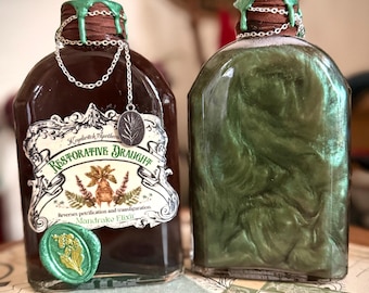 Restorative Draught Mandrake Potion Bottle: Handmade Color Changing Witchy Apothecary Fantasy Decor