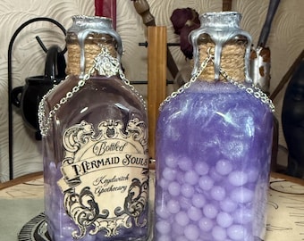 Mermaid Souls Potion Bottle: Handmade Color Changing Witchy Apothecary Fantasy Decor