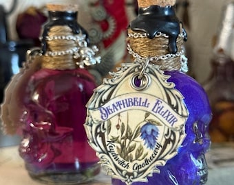 Deathbell Elixir Skyrim Inspired Potion Bottle: Handmade Colour Changing Witchy Apothecary Decor