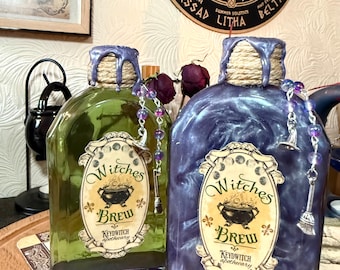 Witches' Brew Potion Bottle: Handmade Color Changing Witchy Apothecary and Home Decor