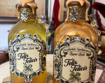 Liquid Luck Potion Bottle: Handmade Color Changing Witchy Apothecary Fantasy Decor