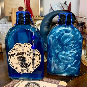 Poseidon’s Storm Magical Potion | Color Changing Glittered | Witch and Wizard Inspired Decoration | Apothecary Bottle Handmade