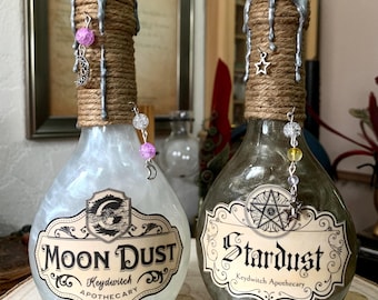 Moon and Star Dust Potion Bottle: Handmade Witchy Apothecary and Home Decor