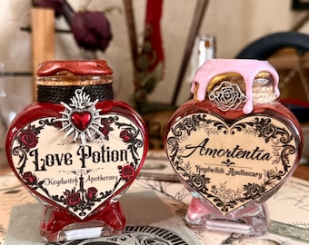 Amortentia and Love Potion Bottle: Handmade Color Changing Witchy Apothecary Fantasy Decor