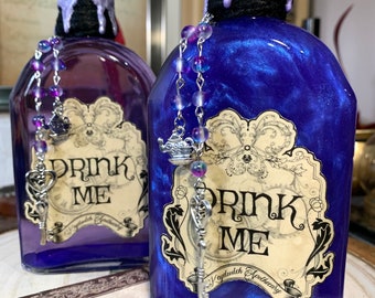 Alice in Wonderland Inspired Drink Me Potion: Handmade Color Changing Witchy Apothecary Fantasy Decor