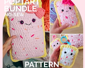 Poptart Bundle | CROCHET PATTERN | No Sew | Instant Download PDF | Jumbo, Mini and Keychain Poppi the Poptart