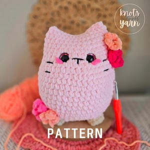 猫 | かぎ針編みパターン | PDFをすぐにダウンロード | 縫う必要なし | 大きな太った猫