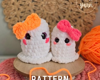 Ghost Crochet Pattern, No Sew, Halloween, Spooks, PDF Download, KnotsMerryYarn