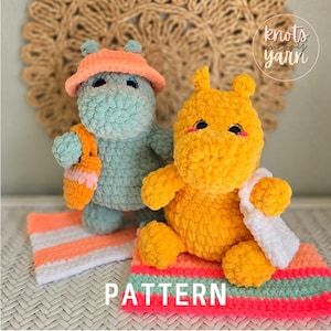 Nijlpaard-haakpatroon, geen naaiwerk, amigurumi, zomeraccessoires, pdf-download, KnotsMerryYarn
