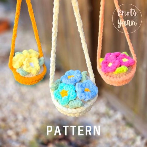 Crochet Flower Hanging Basket