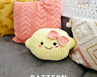 Peluche de limón / PATRÓN DE GANCHILLO / Costura baja / Descarga instantánea en PDF / Limón / Cojín de ganchillo
