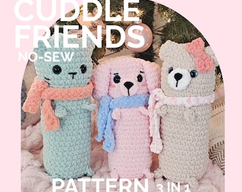 Dog Cat Bear | CROCHET PATTERN | No Sew | Instant Download PDF | Cuddle Friends | 3 in 1