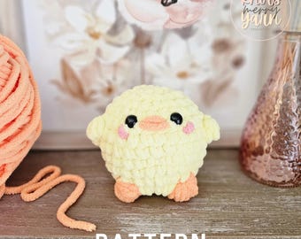 Patrón de pollo a crochet en PDF, pollito amigurumi sin costuras, peluche fácil para principiantes, idea de regalo de Pascua a crochet