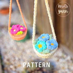 Gehaakte autobedel bloemen | GEHAAKT PATROON | Laag naaiwerk | Pdf direct downloaden | Schattig boho-autodecor | Auto-accessoire hangende mand
