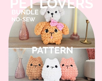 Kitty & Puppy | CROCHET PATTERNS | Low Sew | Instant Download PDF | Pet Lovers Bundle