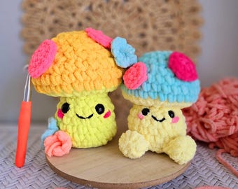 かぎ針編みキノコのパターン | 縫わないあみぐるみキノコ | ぬいぐるみ