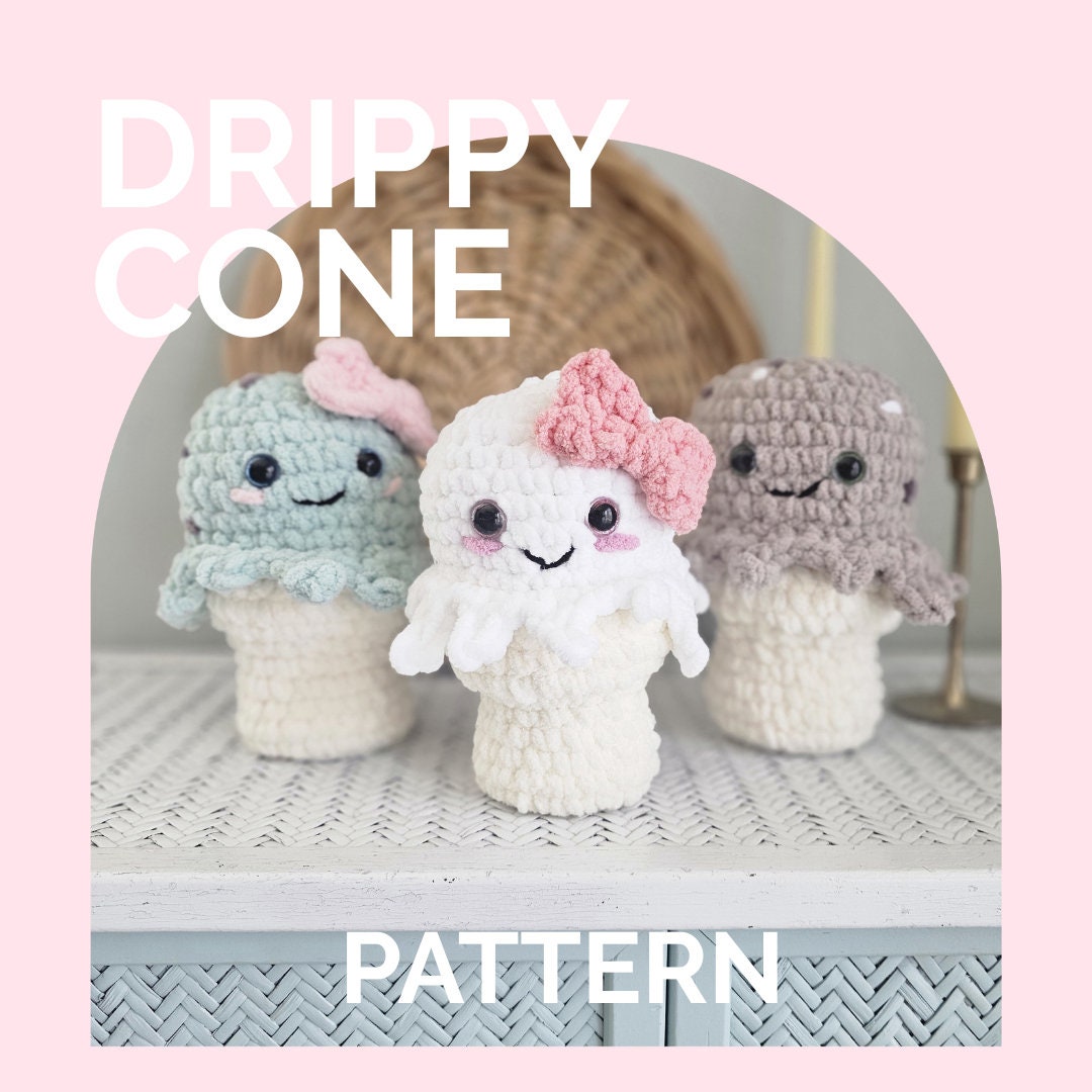 Ice Cream Cone CROCHET PATTERN Instant Download PDF Drippy Cone - Etsy