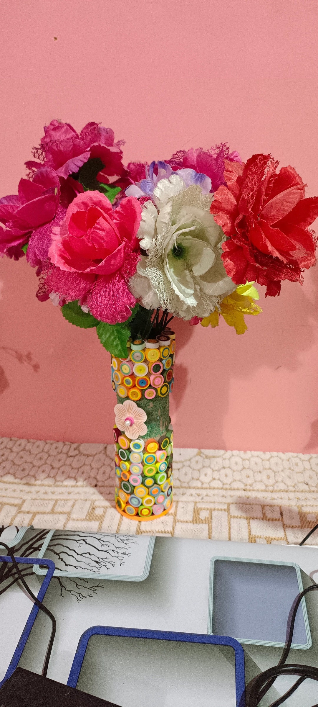 Quilled Paper Flower Pot and Decoration in Guest Room or Rooms Etsy