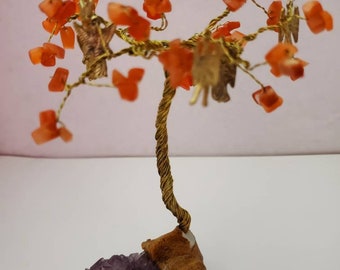 Arbor of fortune with 7 archangels in cherry quartz and amethyst
