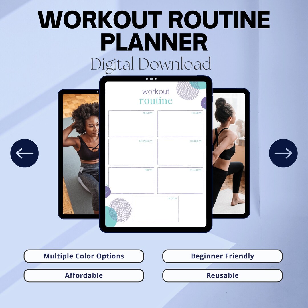 Workout Routine Chart Organize Stay Organized and Productive With Our Easy Planning Digital Workout ...