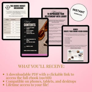 Luxury Lifestyle Guide | E-book for Women | Manifestation, Money, Branding + Boss Babe Business Planner PDF image 2