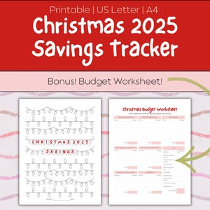 2025 Holiday Savings Tracker | Christmas Savings Tracker | December Savings | Christmas Savings Challenge Printable | US Letter | A4