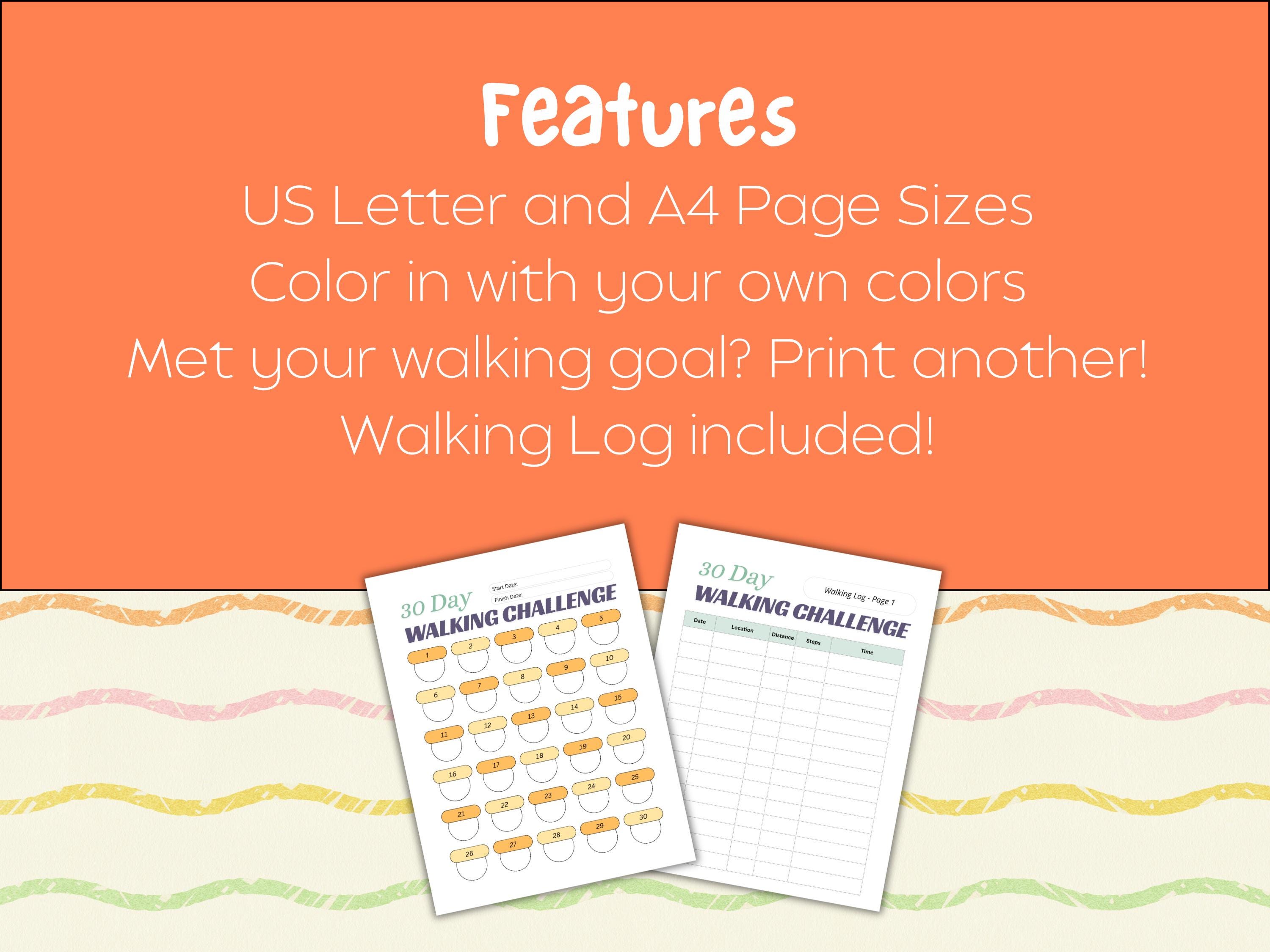 30 Day Walking Challenge Printable | 30 Day Challenge | Printable PDF ...