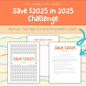 2025 Savings Challenge Printable | Save 2025 in 2025 |  Savings Tracker | Savings Challenge | US Letter