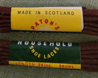 2 pairs of 1960's Paton's Shoe Laces Brown 24 inches/60 cms