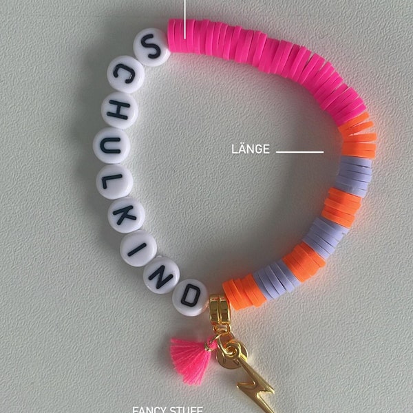 WUNSCH 6-8Jahre Armband  | freie Farbauswahl | bunt | Katsuki | Perlen | Einschulung | Schulkind 2022 | neon | Schultüte | Geschenk | Ostern