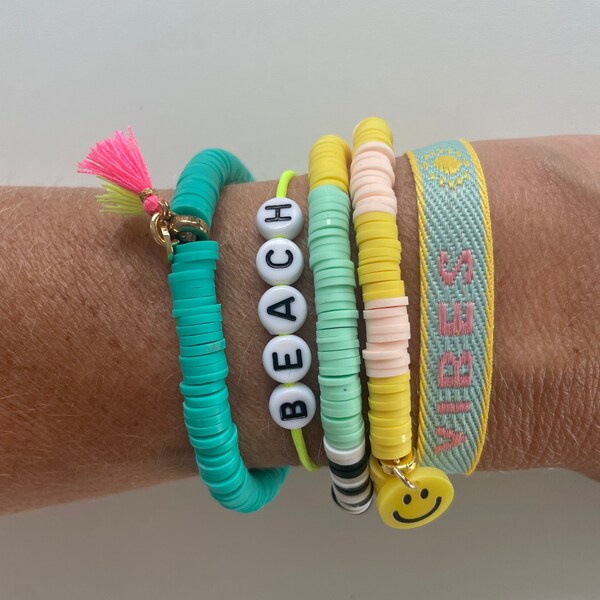 WISH bracelet adults feel free | free choice of color|Personalized| initialized | smiley | colorful | Pearls | Katsuki | Bohemian | festival