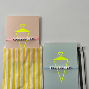 Hello Schulkind Einschulung | Grußkarte | Armband inkl. | neon | bunt | Geschenk | Schultüte