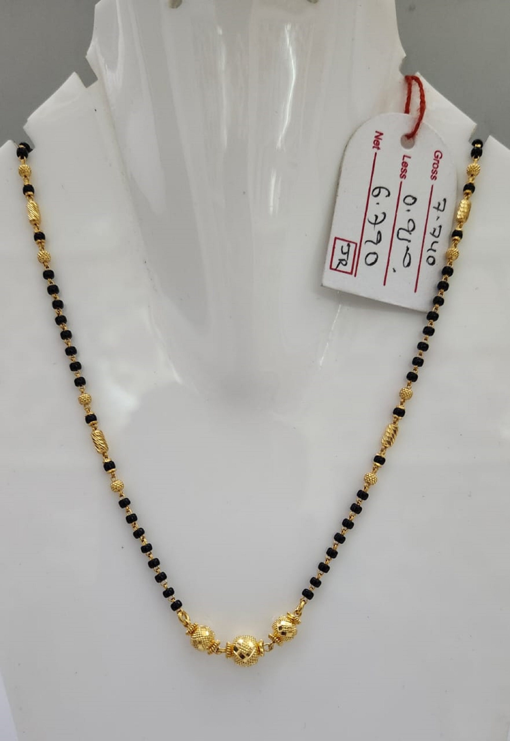 Solid 22K Gold Mangalsutra Ball Design Black Beads Stone EMMA JEWELRY Traditional Mangalsutra Gift For Wife