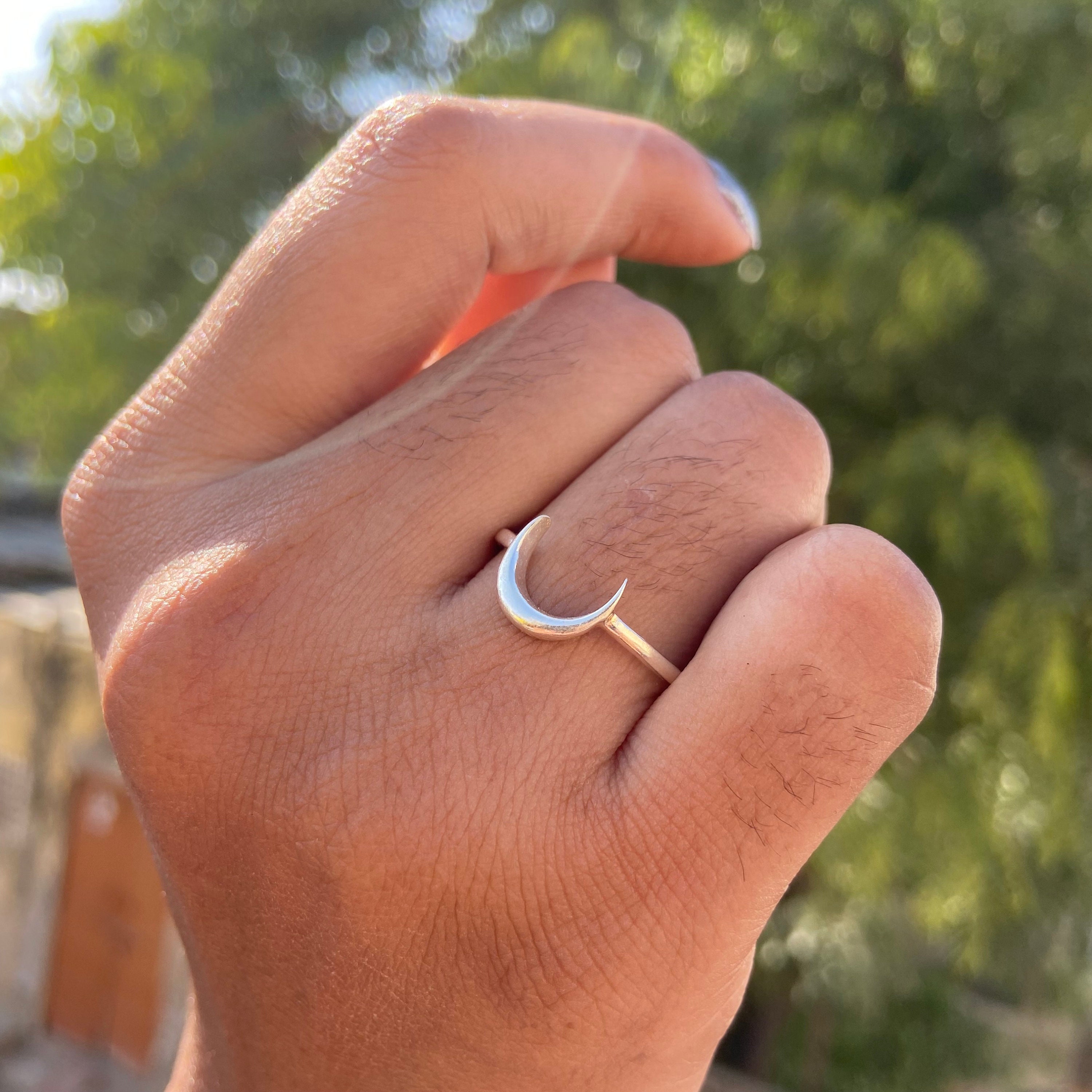 925 Sterling Silver Moon Ring, Crescent Moon Ring, Tiny Moon Ring