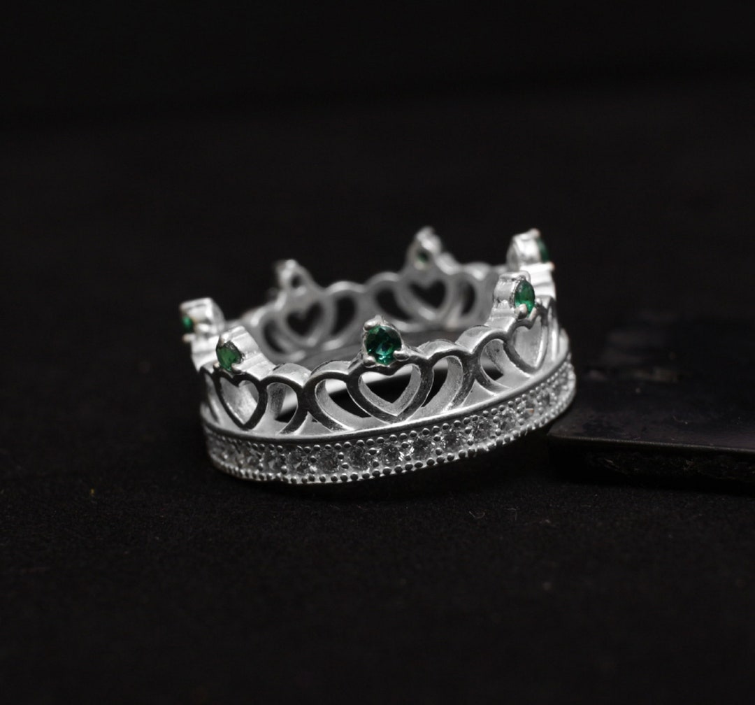 Queen Ring 925 Silver Ring Crown Heart Ring CZ Diamond Etsy