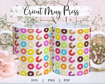 Donuts Mug Wrap, Cricut Mug Press Svg, Food Mug Wrap Sublimation Infusible Ink Sheet, Cricut Mug Wrap Svg, Coffee Mug SVG, Mug Wrap Template