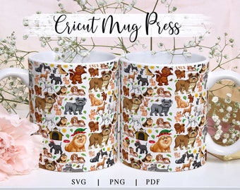 Dog Mug Wrap, Cricut Mug Press Svg, Animal Mug Wrap Sublimation Svg, Cricut Mug Wrap Svg, Coffee Mug SVG, Mug Wrap Template