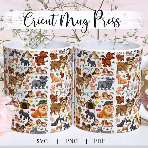 Dog Mug Wrap, Cricut Mug Press Svg, Animal Mug Wrap Sublimation Svg, Cricut Mug Wrap Svg, Coffee Mug SVG, Mug Wrap Template