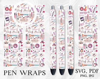 Involucro penna per truccatoreDesign, Involucro penna Svg, Involucro penna a sublimazione, Involucro penna Png, Involucri penna glitter, Involucro penna Waterslide, Involucro penna Inkjoy