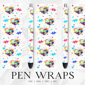 Autism Pen Wrap, Pen Wrap Svg, Sublimation Pen Wrap Design, Epoxy Pen Wraps Svg, Glitter Pen Wraps, Pen Wraps For Vinyl, InkJoy Pen Wraps